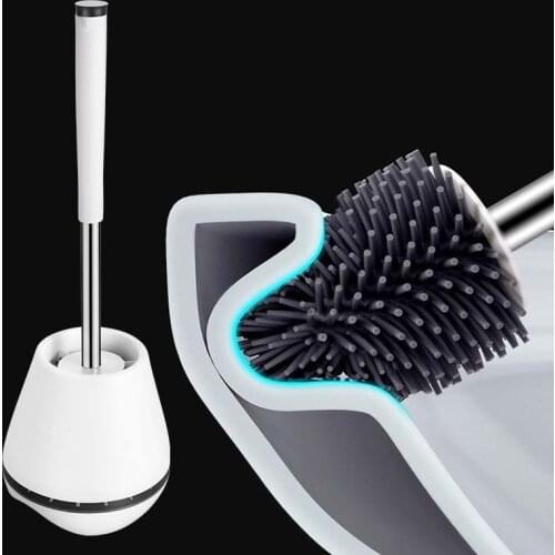 TPR Silicone Head Toilet Brush Quick Draining Clean Tool Floor-Standing Cleaning Brush Bathroom Accessories