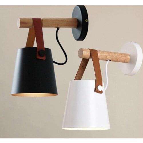 Modern Led Wooden simple creative wall light Iron Metal Leather Belt Pendant Lights living room corridor hotel wall lamps