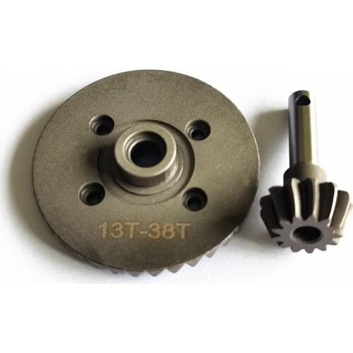 Hard Chrome Steel Helical Spiral Differential Ring/Pinion Gear 38T/13T for Axial 1/10 Yeti RR10 SCX10 Wraith EXO AX30392