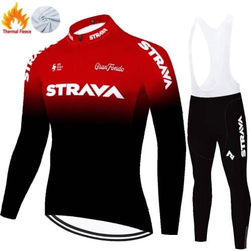 Strava Winter Thermal Fleece Tenue Cyclisme Homme Cycling Set Jersey Maillot Ropa Ciclismo Hombre Roupa Ciclismo Masculino