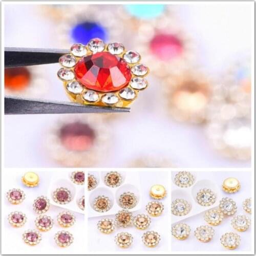 Claw Cup Rhinestones Mix Color Glitter Crystals Glass Beads Stones Strass Trim Non Hotfix Sewing on Rhinestones for clothes