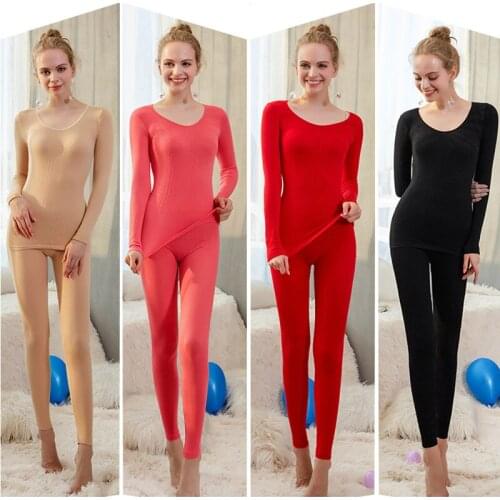 Womens Thermal Underwear Set Pajama Woman Winter Clothing Warm Suit 2021 Long Sleeve Top Warm Pants Leggings Thermo Underwear