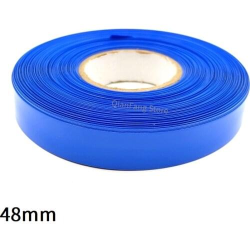PVC Heat Shrink Tube 48mm Width Blue Multicolor Shrinkable Cable Sleeve Sheath Pack Cover for 18650 Lithium Battery Film Wrap