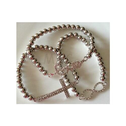 Ufy34 disco ball+Free Shipping+Gift Cross Love Infinity Silver Plated Elastic Stretch Women crystal Bracelet