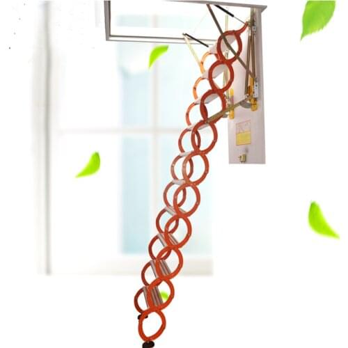 Titanium Magnesium Alloy Household Retractable Ladder For Loft Home Folding Step Ladder To Attic Custom Titanium Magnesium Alloy