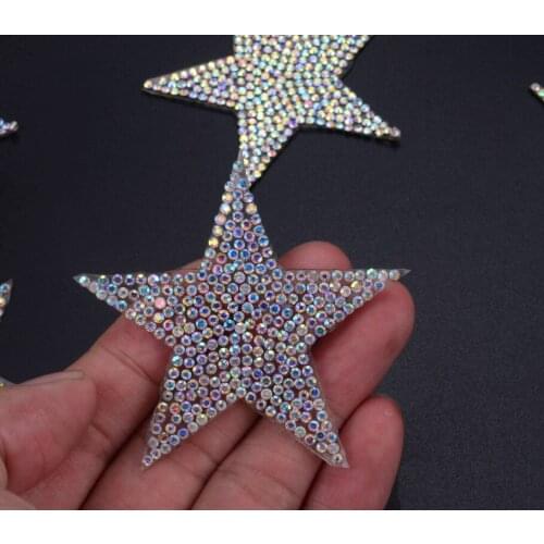 Colorstar 6cm applique rhinestone beaded embroidered patches for clothing,parches termoadhesivos para ropa stickers for clothes