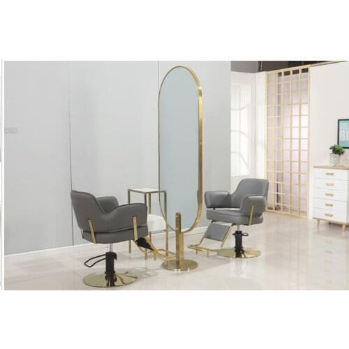 Web celebrity style barbershop mirror hair salon dedicated light luxury hair care mirror rose gold hair cutting mirror hot dyein