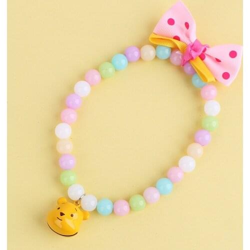 Pet Small Dog Cat Pearl Necklace Bows Acrylic Beaded Collar Pendant Accessories For Puppy Kitten Free Shipping