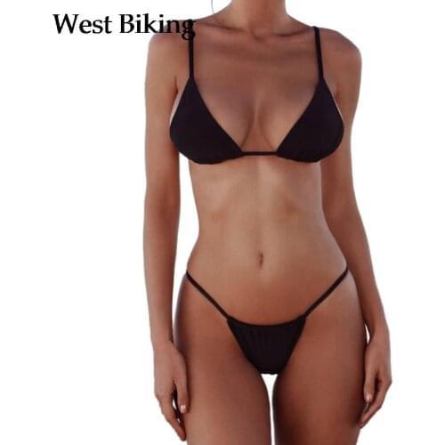 Women Sexy Push Up Deep V Bra Low Waist Thongs Solid Vintage Bikini Set Swimsuit