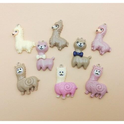 10pcs Newest Kawaii Alpaca Resin Candy Star Charms Pendant Jewelry Making Accessory Cute Flatback Diy Earings Hair Accessories