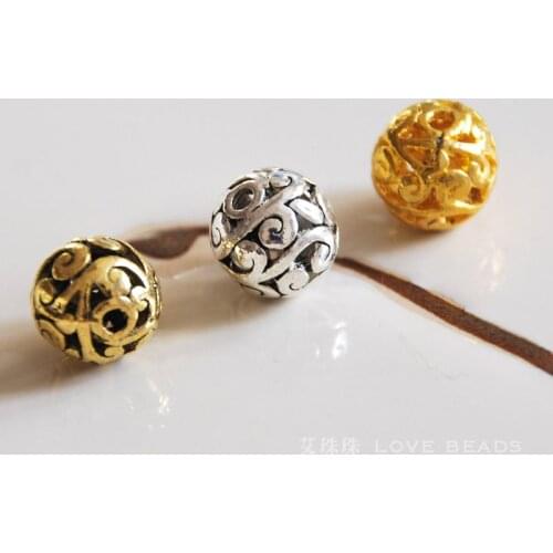 Wholesale 10 pcs/lot zinc alloy Tibetan silver round hollow ball spacer 11mm/15mm jewelry making craft findings DIY for women