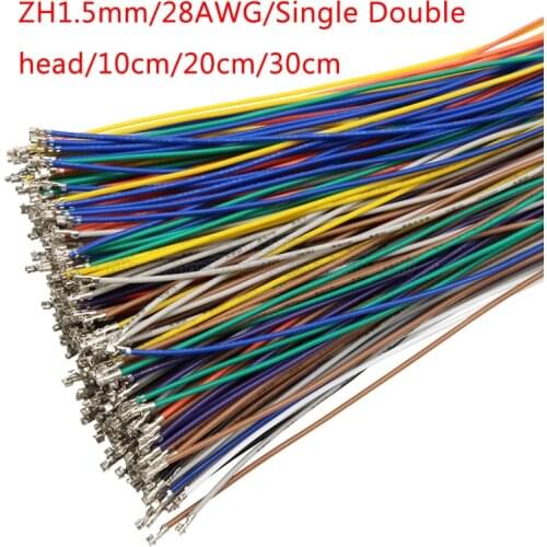 100PCS ZH1.5mm terminal line single head double head only end electronic wire connection line 28awg 10cm/20cm/30cm