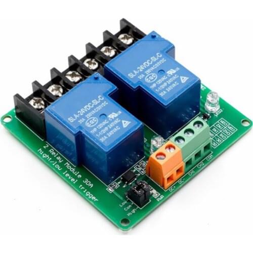 2-Way 30A High and Low Level Trigger Relay Module 5V Smart Home Automation Control