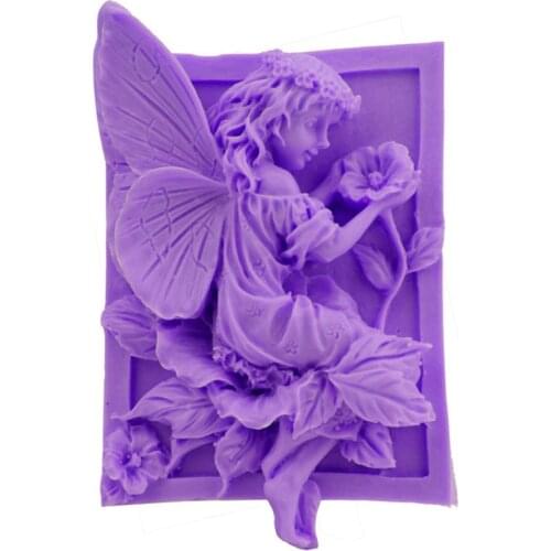 3D Angel Flower Fairy Silicone Mold DIY Soap Clay Candle Making Cake Fondant Baking Mould Decorating Tool