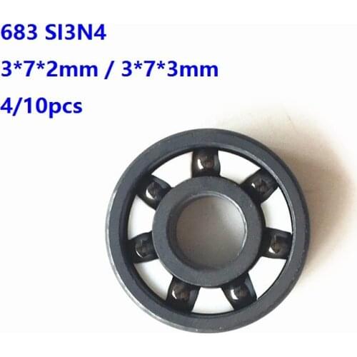 4/10pcs 683 3*7*2mm/3*7*3m Full SI3N4 ceramic bearing full Ceramic bearings silicon ceramic deep groove ball bearing