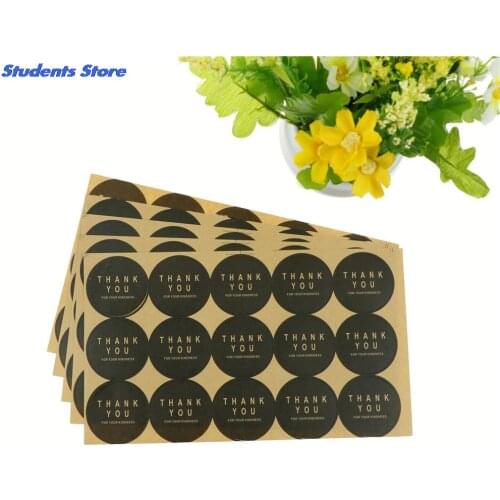 5 Sheet Thank You Circle Stickers Handmade Cake Packaging Sealing Label Kraft Sticker Baking DIY Gift Stickers
