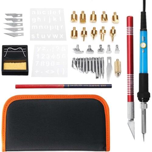 52pcs 60W 220/110V Adjustable Temperature Electric Soldering Iron kit Wood Burning Pen Rework Station Heat Pencil Repair Tools