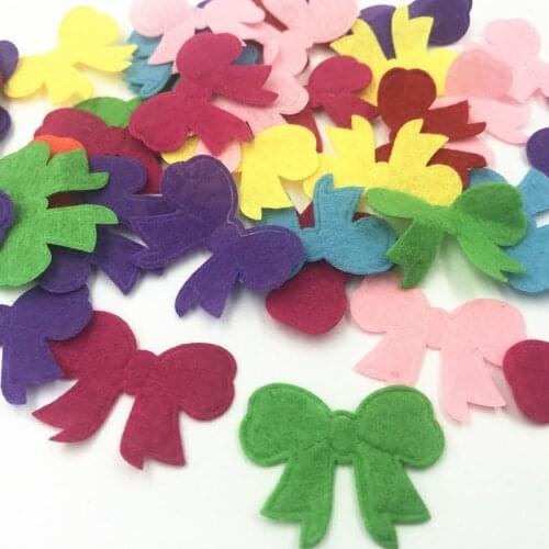DIY 200pcs Bow-knot Felt Appliques Mixed Colors Decorative clothing Crafts 36mm