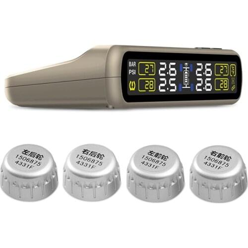 T881X-WI Car TPMS Tire Pressure Monitoring System Solar Charging HD Digital LCD Display Auto Alarm System Wireless With Sensor