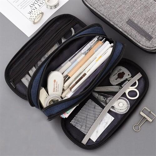 Large Capacity Canvas Pencil Bag Sciss Utility Knife Storage Pen Case for Boy&Girl Organizer School Office Stationery Supplies