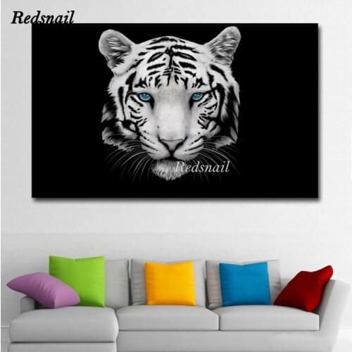 Large Black And White Animal Art Tiger Head 5D DIY Diamond painting Cross stitch Full Diamond embroidery mosaic Wall Art EE925