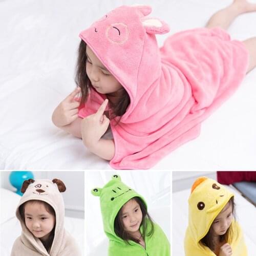 Baby Bathrobe Cute Cartoon Pattern Blanket Kids Hooded Bathrobe Toddler Baby Bath Towel Newborn Baby Blanket Childrens Towel