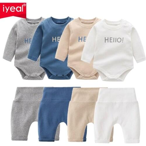 IYEAL Baby Boys Clothes Sets Toddlers Infant Girls Print Letter Cotton Romper + Harem Pants 2PCS Kids Newborn Outfits Set