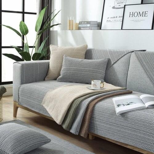 Cotton Linen Sofa Cover Non-slip Sofa Seat Protective Cover Modern Corner Couch Cover Cushion Armchair Slipcover for Living Room