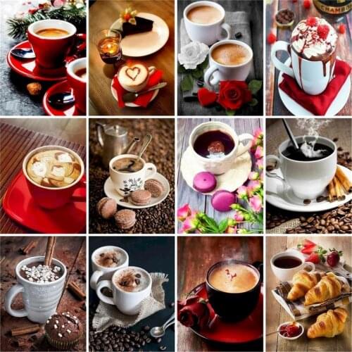 GATYZTORY 60x75cm Frame DIY Painting By Numbers Flower coffee Landscape HandPainted Oil Painting Canvas Drawing Home Wall Decor