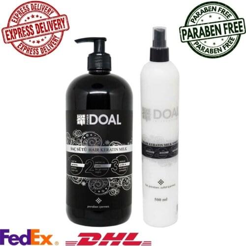 Keratin Treatment Milk Hair Care 1000 ML + Keratin Milk Spray 500 ML DOAL, Damaged and Weak Hair | Shiny and Smooth Hair