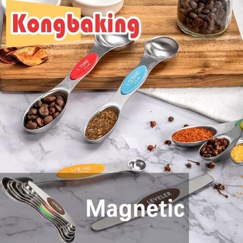 KongBaking Magnetic Coffee Ruler for Dry Liquid Ingredients Flour Oil Soy Sauce Salt Measruing Teaspoon Measuring Spoons Set