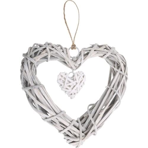 Mayitr Wicker Hanging Heart In Grey White Wreath Color Rattan Sepak Takraw Wedding Supplies Home Party Decoration