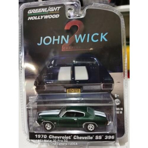 1:64 GREENLIGHT John Wick 2 1970 Chevrolet Chevelle SS 396 Hollywood series car model toys Collect alloy die-casting