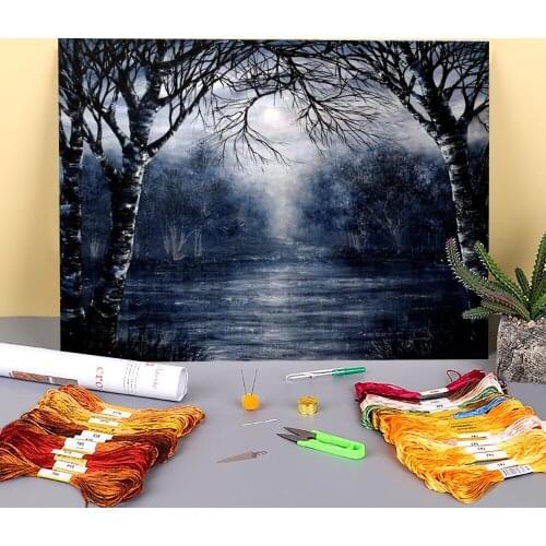 Natural Scenery Missing You Pre-Printed 11CT Cross Stitch Set Embroidery DMC Threads Needlework Craft Handicraft Decor