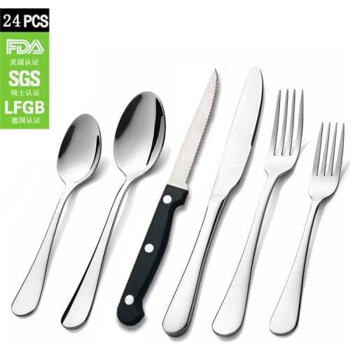 Western food tableware set of 6 pieces set of 1010 stainless steel tableware set of Western food knife, fork and spoon set