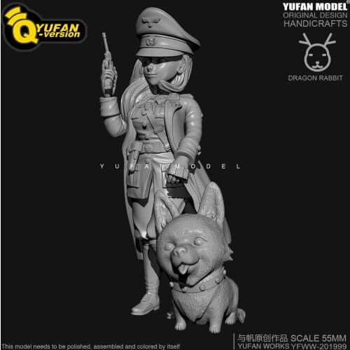 H55mm Resin Figure Kits Female officer Self-assembled YFWW35-2056