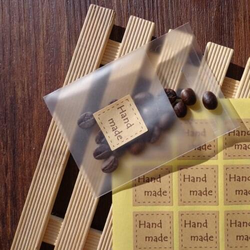108pcs Square Handmade Kraft Seal Sticker DIY Paper Labels for Handmade Product, Self-Adhesive Gift Sticker 2.5x2.5cm