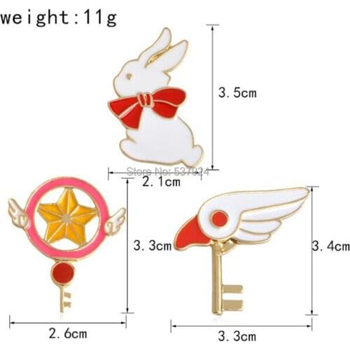 New 20Pcs Anime Card Captor Sakura Alloy Brooch Lapel Pin Action Figure Toy