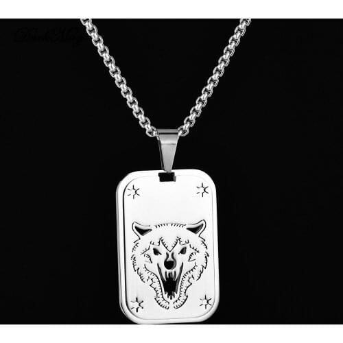 DarkMag Wolf Animal Necklace 316L Stainless Steel Forest Animals Men Necklace Hollow Cut Out Pendant Jewelry Gift For Women