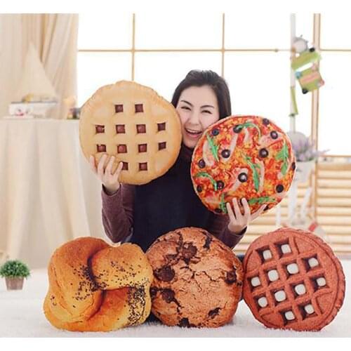 3D Simulation Cookie Pizza Bread Food Soft Nap Home Bed Cushion Kids Toy Gift Cushion Cute Stuffed Baby Accompany Doll Xmas Gift