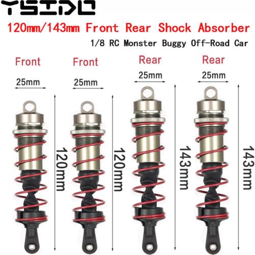 120mm Front & 143mm Rear Shock Absorber Damper Suspension for 1/8 JLB HSP EM Racing DHK HPI Redcat LRP Hobao ZD Racing Hongnor