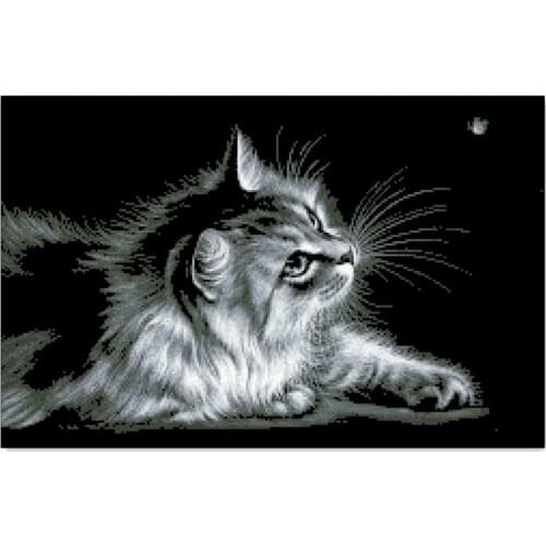 Black cat cross stitch package animal 18ct 14ct 11ct black cloth cotton thread embroidery DIY handmade needlework