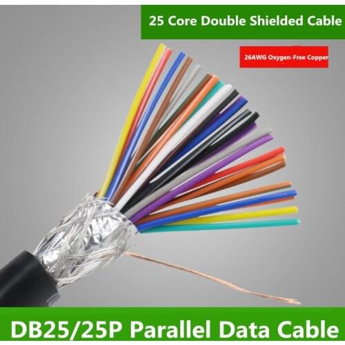 1Meter 26AWG Pure Copper 25Core Shielding Wire DB25 25 Needle Connecting Cable Parallel Print Wire 25 Core Data Line Signal Line