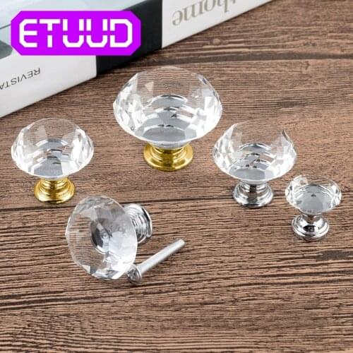 Crystal Glass Knobs 20-40mm Diamond Shape Design Cupboard Drawer Pull Kitchen Cabinet Door Wardrobe Handles Hardware Furniture
