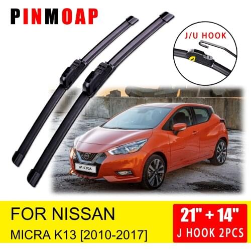 For Nissan Micra K13 2010 2011 2012 2013 2014 2015 2016 2017 Front Wiper Blades Brushes Cutter Accessories U J Hook