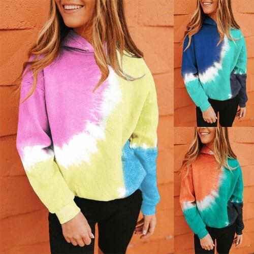 Tie dye harajuku pullover hoodie spring fall 2020 fashion long sleeve hooded sweatshirt women casual tops C174