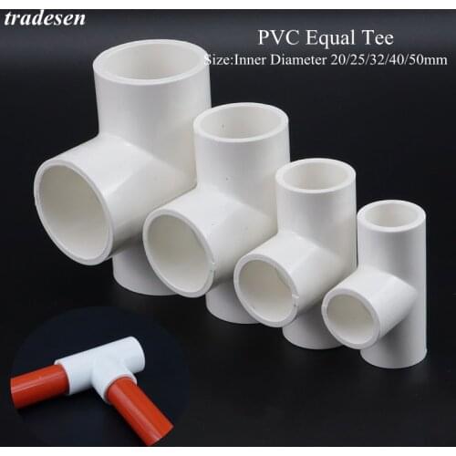 1Pcs Inner Dia.20~50mm Equal Dia PVC Tee 3 Ways Connector Aquarium Fish Tank Pipe Fittings Garden Home Water Supply Tube Adapter