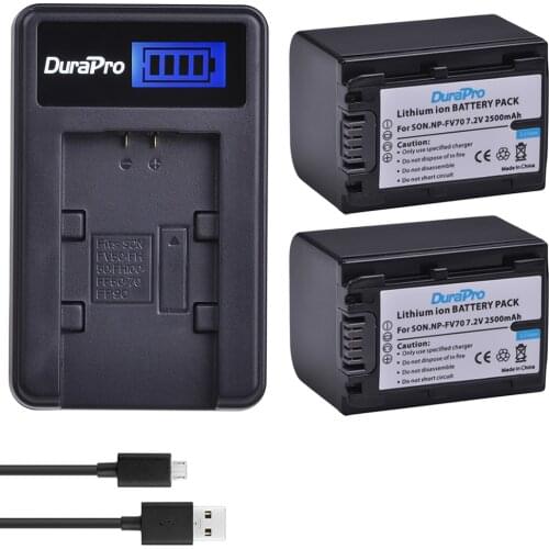 NP-FV70 2500mAh Rechargeable Li-ion battery +LCD USB Charger for Sony NP-FV50 FV30 HDR-CX230 HDR-CX150E HDR-CX170 CX300 Z1