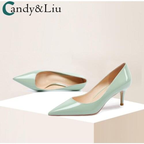 Light-colored Pointed High Heels Women 2021 Spring Autumn New Small Fresh Girl Paint Leather Leather 8cm Heels Single-shoe Girl