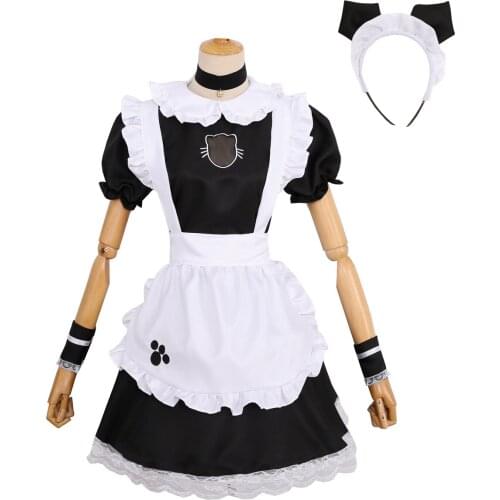 S-4XL Sexy French Maid Costume Sweet Gothic Lolita Dress Anime Cosplay Sissy Maid Uniform Plus Size Halloween Costumes For Wome